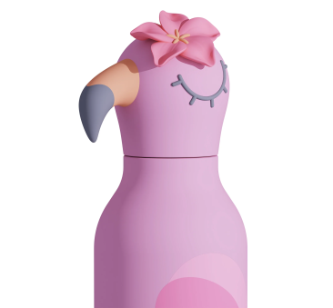 Flaming Lola - Butelka Termiczna 460 ml ze Słomką z Motywem Flaminga - Różowa Bestie Bottle - Asobu