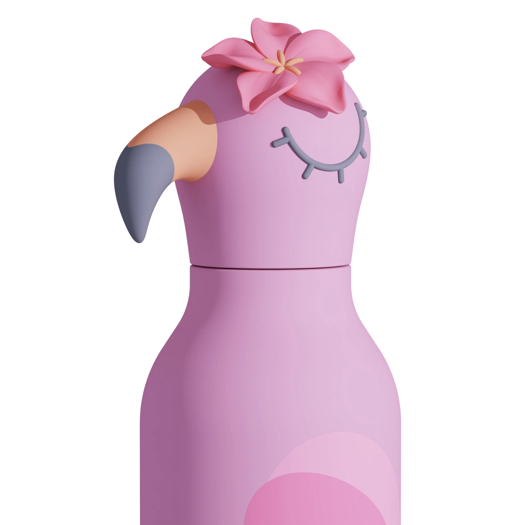 Flaming Lola - Butelka Termiczna 460 ml ze Słomką z Motywem Flaminga - Różowa Bestie Bottle - Asobu