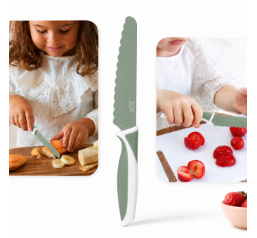 Kiwi - Bezpieczny Lekki Nóż Kuchenny do Nauki Krojenia dla Dzieci - KiddiKutter