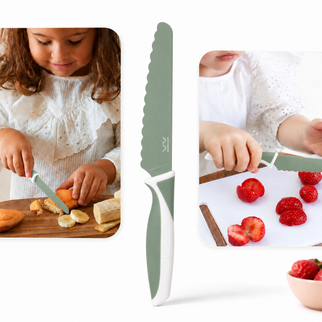 Kiwi - Bezpieczny Lekki Nóż Kuchenny do Nauki Krojenia dla Dzieci - KiddiKutter