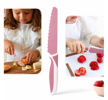 Różowy Bezpieczny Lekki Nóż Kuchenny do Nauki Krojenia dla Dzieci - Cotton Candy - KiddiKutter