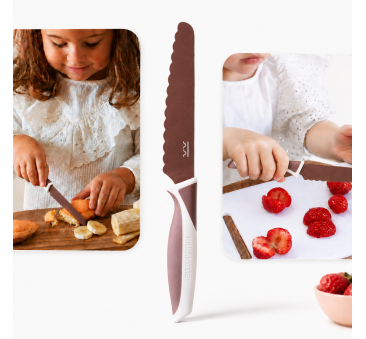 Brązowy Bezpieczny Lekki Nóż Kuchenny do Nauki Krojenia dla Dzieci - Moka - KiddiKutter