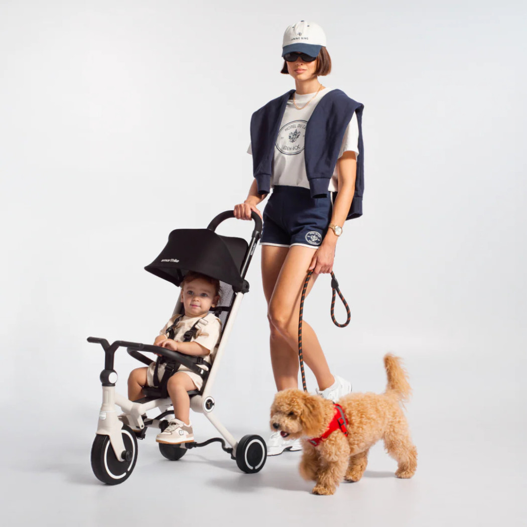 Czarno-biały Rowerek Trójkołowy z Funkcją Wózka - Dziecięcy - Wonder - Smartrike