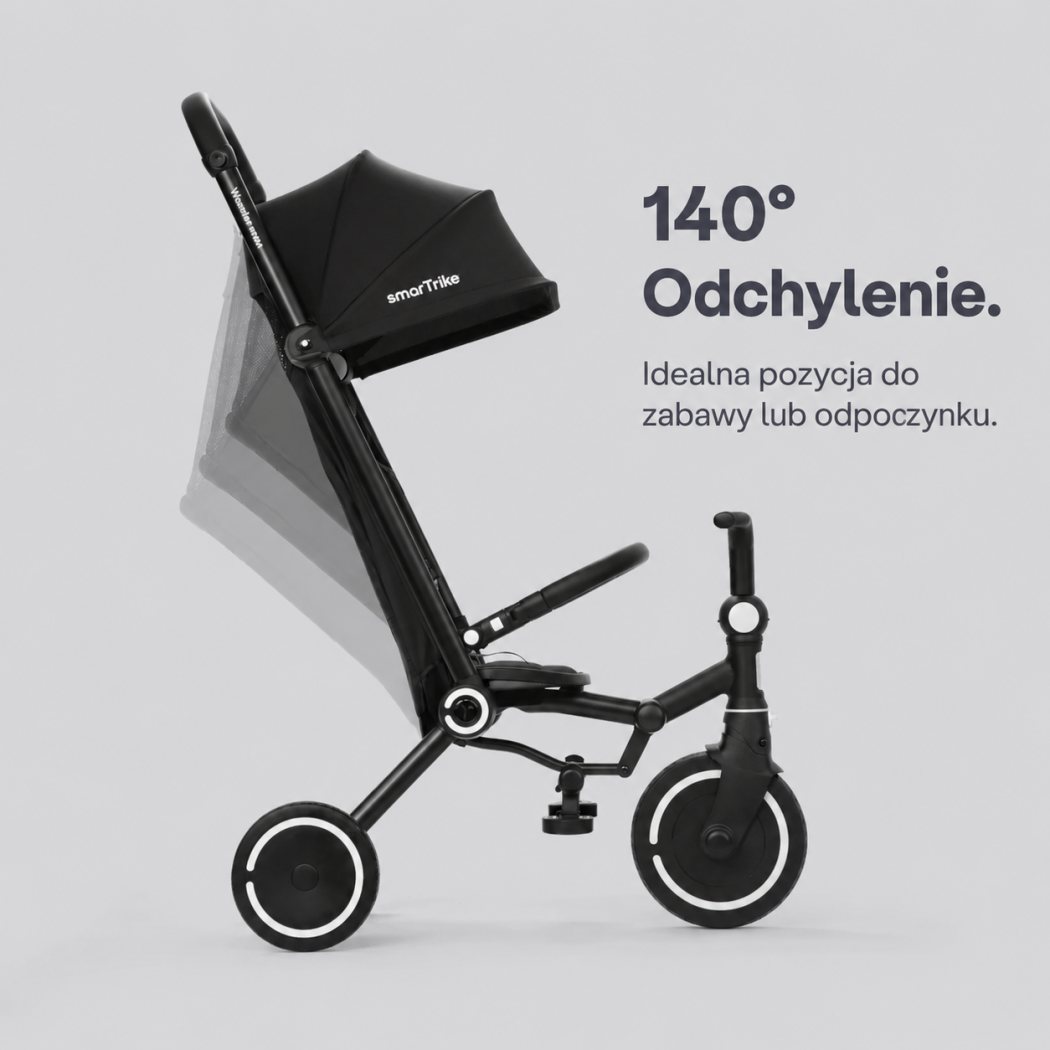 Czarny Max Rowerek Trójkołowy z Funkcją Wózka - Dziecięcy - Wonder Max - Smartrike