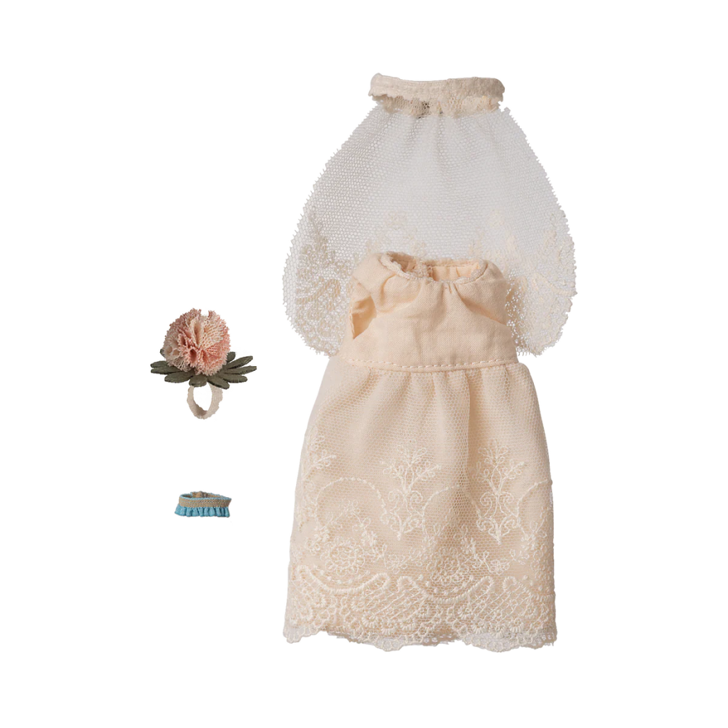Suknia Ślubna z Dodatkami dla Myszki - Ślub Myszek - Myszka Mama - Wedding Dress - Maileg