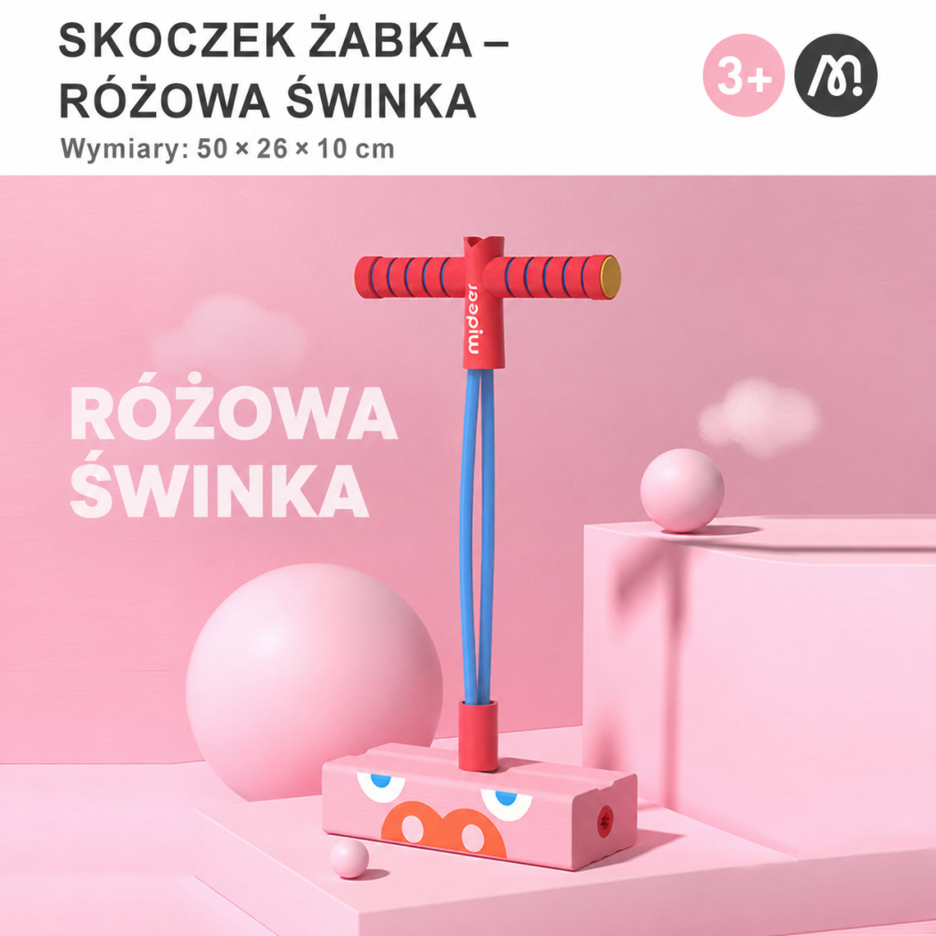 Różowy Skoczek Pogo z Dźwiękiem - Równowaga Balansowanie - Mideer