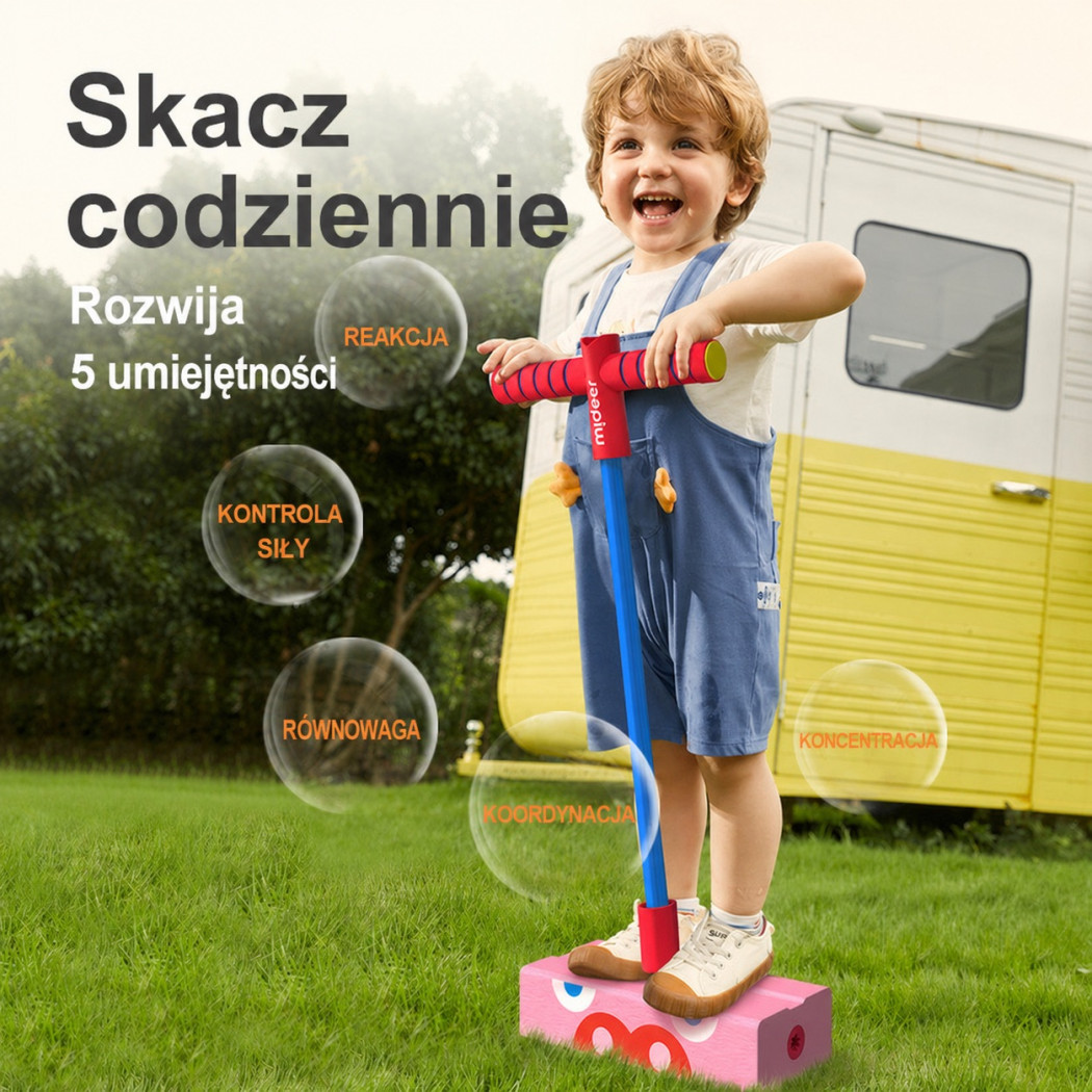 Różowy Skoczek Pogo z Dźwiękiem - Równowaga Balansowanie - Mideer