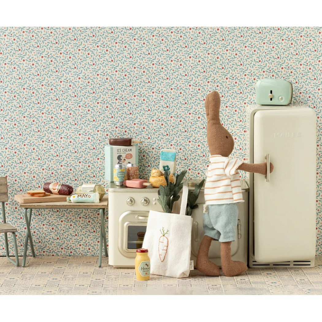Srebrny Toster - Miniature Toaster & Bread - Akcesoria dla Lalek - Maileg