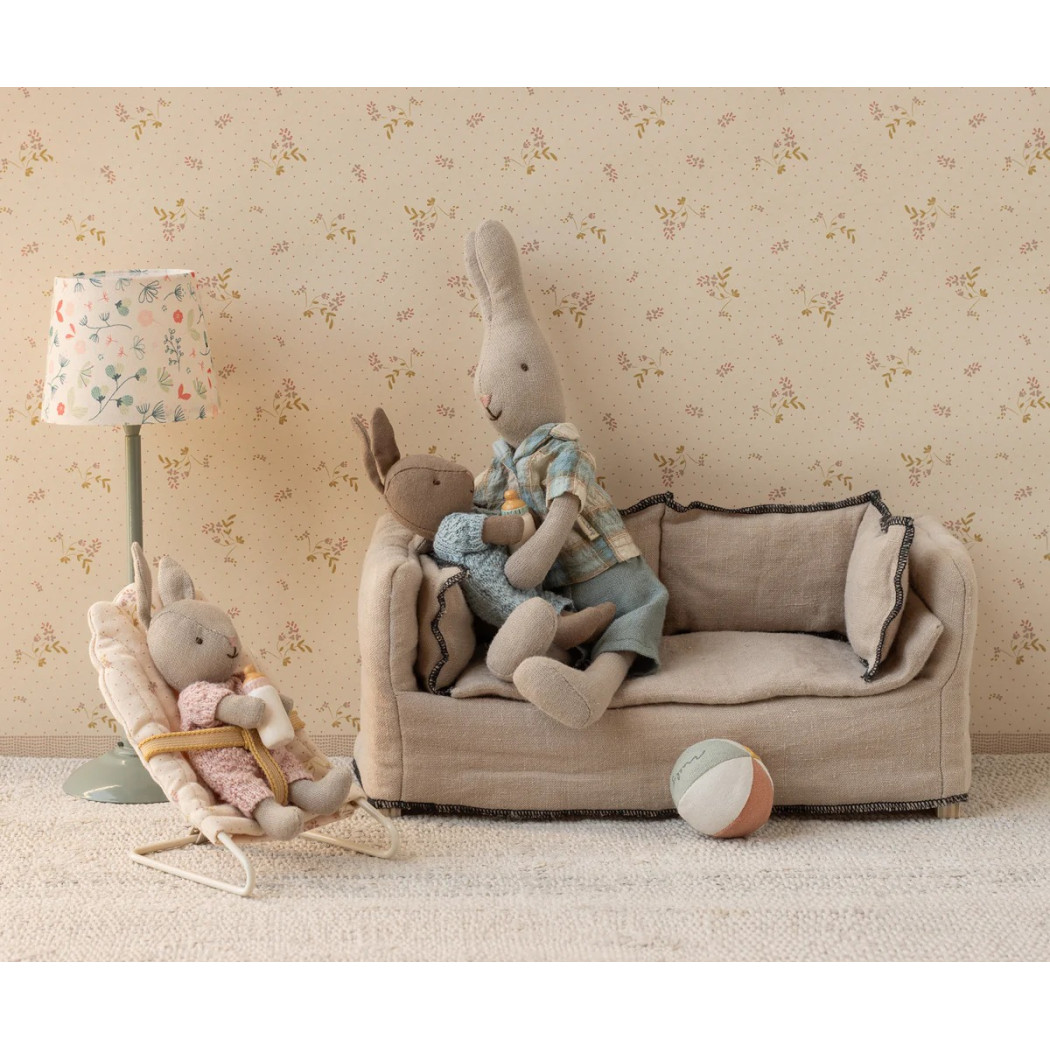 Beżowa Sofa Kanapa - Miniature Couch - Akcesoria Dla Lalek - Maileg