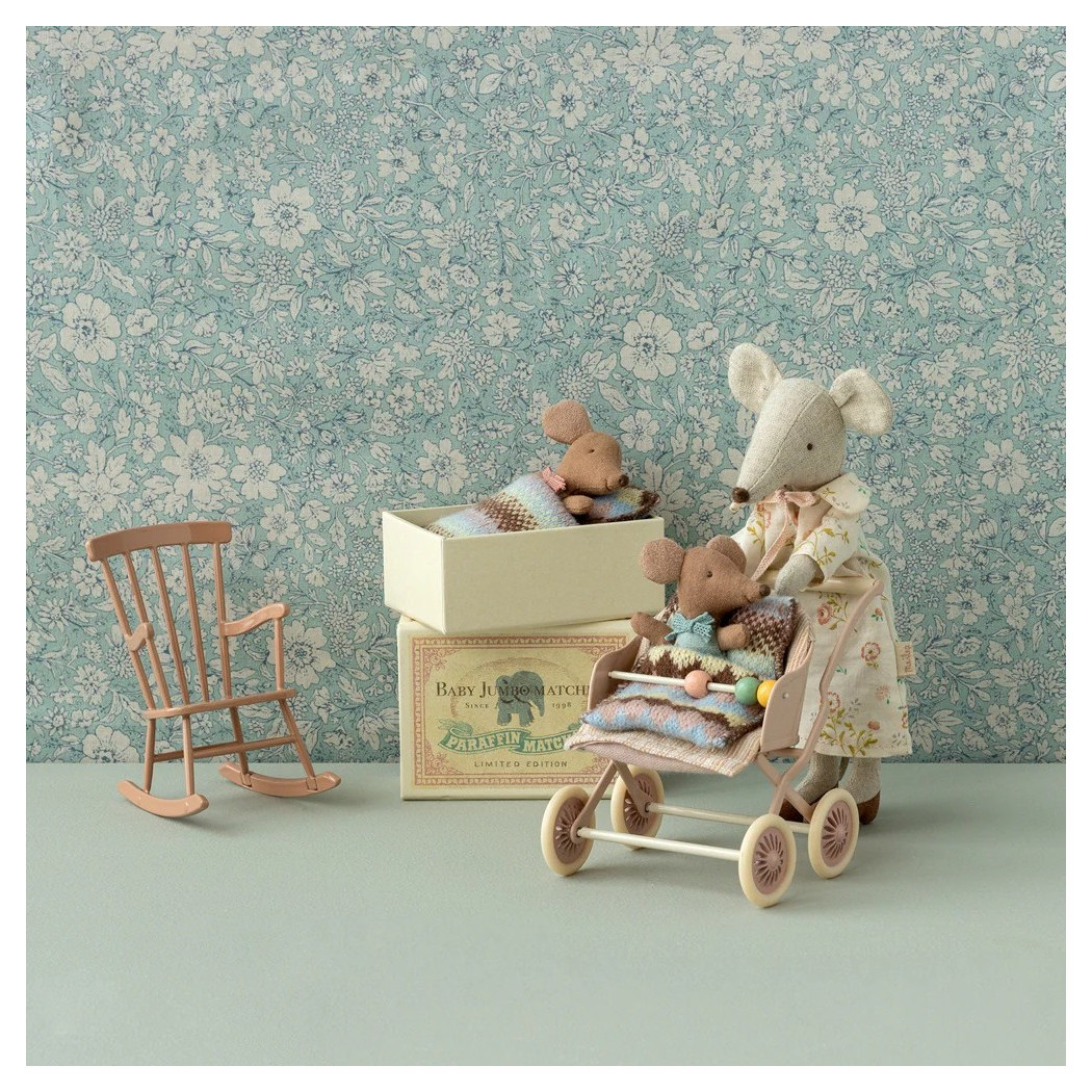 Fotel Bujany Różowy - Rocking Chair Mouse - Dark Powder - Maileg