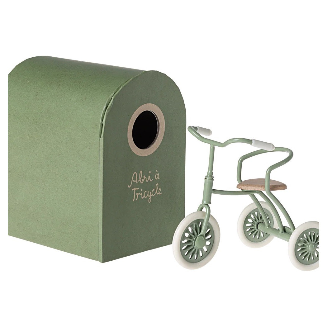 Rowerek - Zielony - Abri à Tricycle, Mouse - Green - Akcesoria dla Lalek - Maileg