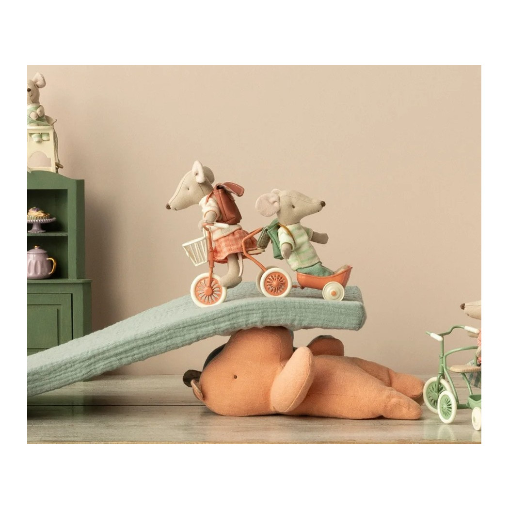Przyczepka do Roweru - Koralowa - Tricycle Hanger Mouse - Coral - Akcesoria dla Lalek - Maileg