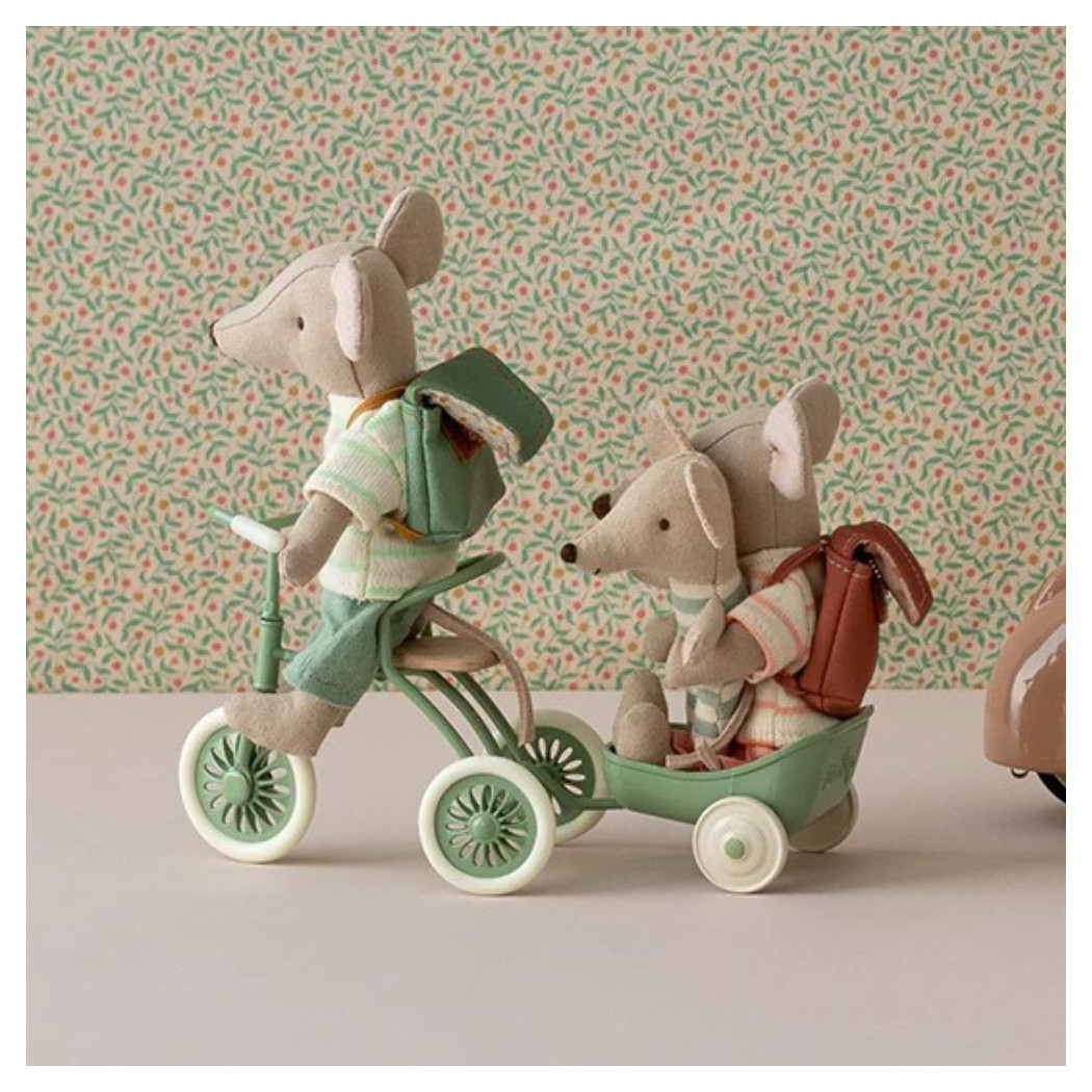 Przyczepka do Roweru - Czerwona - Tricycle Hanger Mouse - Red - Akcesoria dla Lalek - Maileg