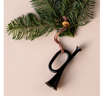 Zielona Mała Trąbka - Dekoracja Bożonarodzeniowa - Metal Ornament Trumpet Dark Green - Akcesoria dla Lalek - Maileg