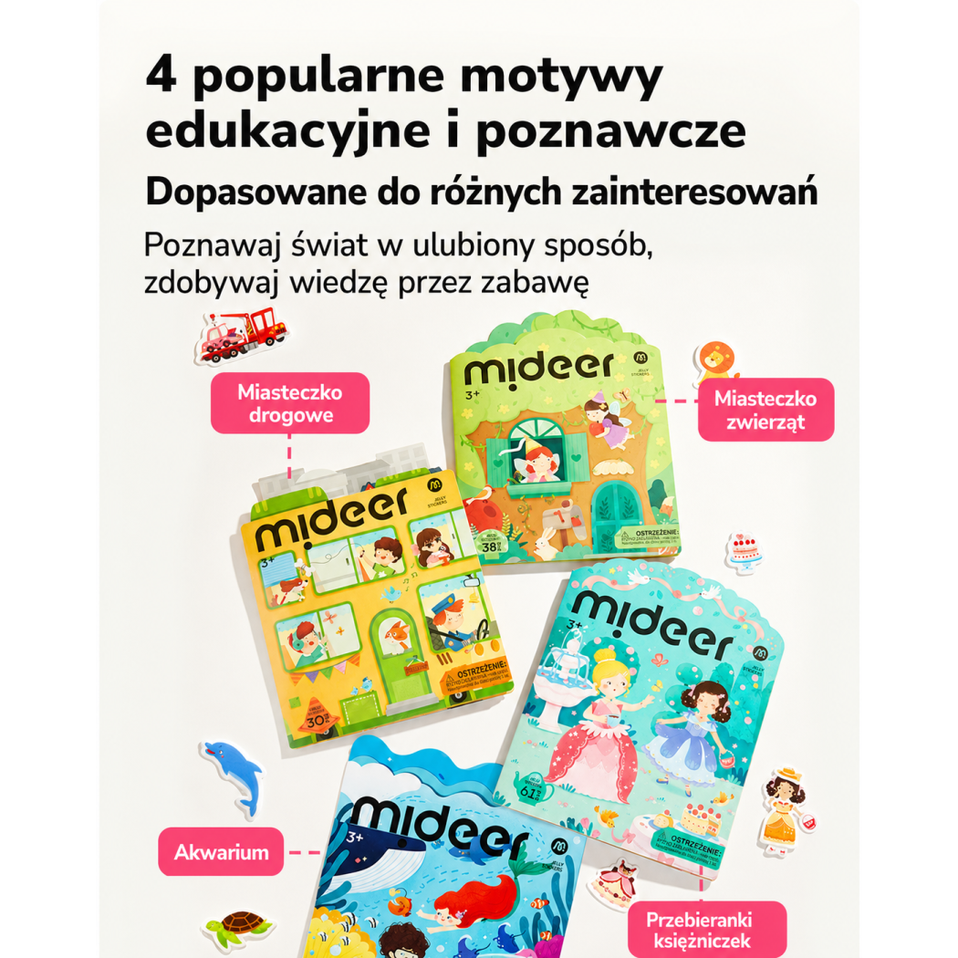 Przebieranie Księżniczek - Zestaw Żelowych Naklejek Wielokrotnego Użytku - Mideer