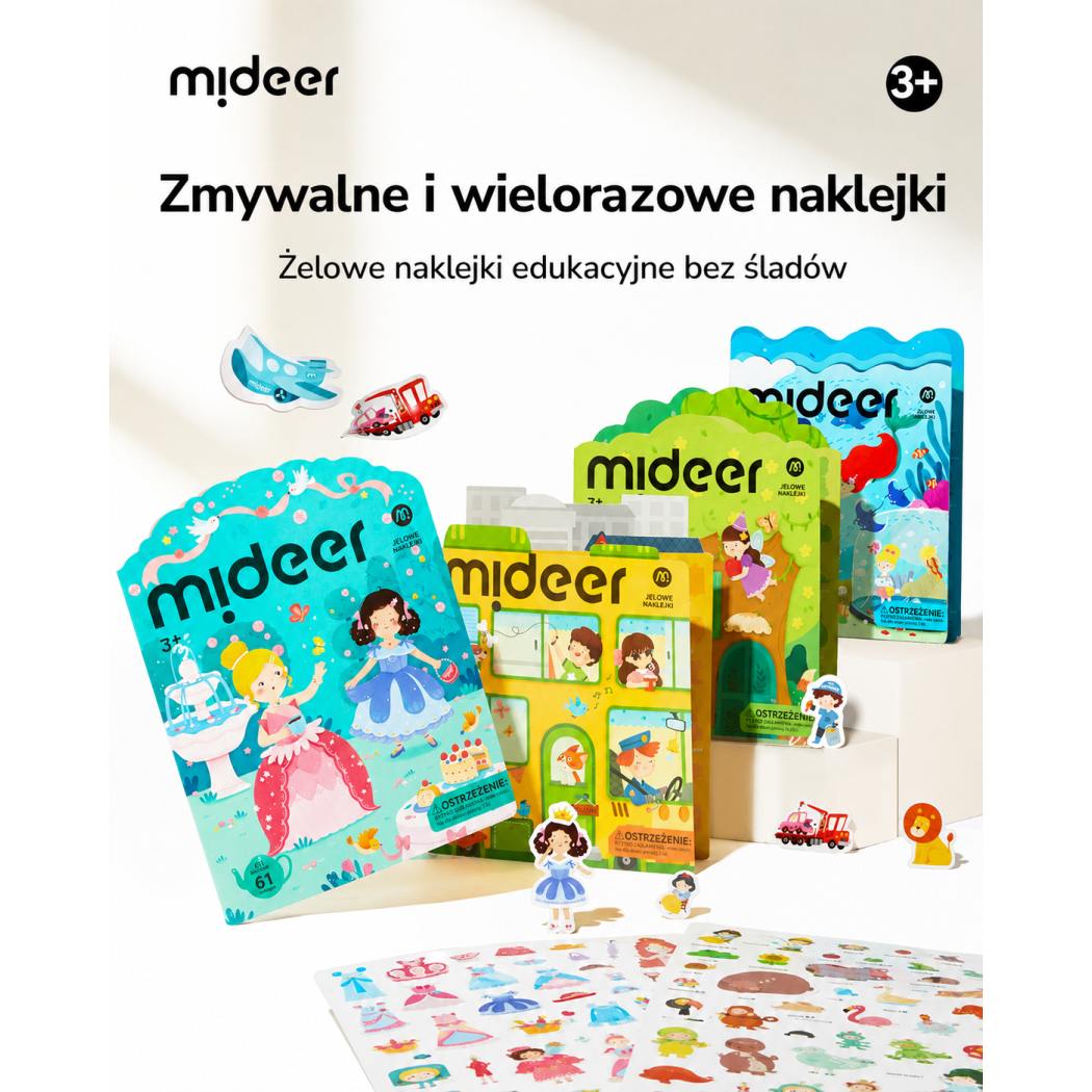 Przebieranie Księżniczek - Zestaw Żelowych Naklejek Wielokrotnego Użytku - Mideer