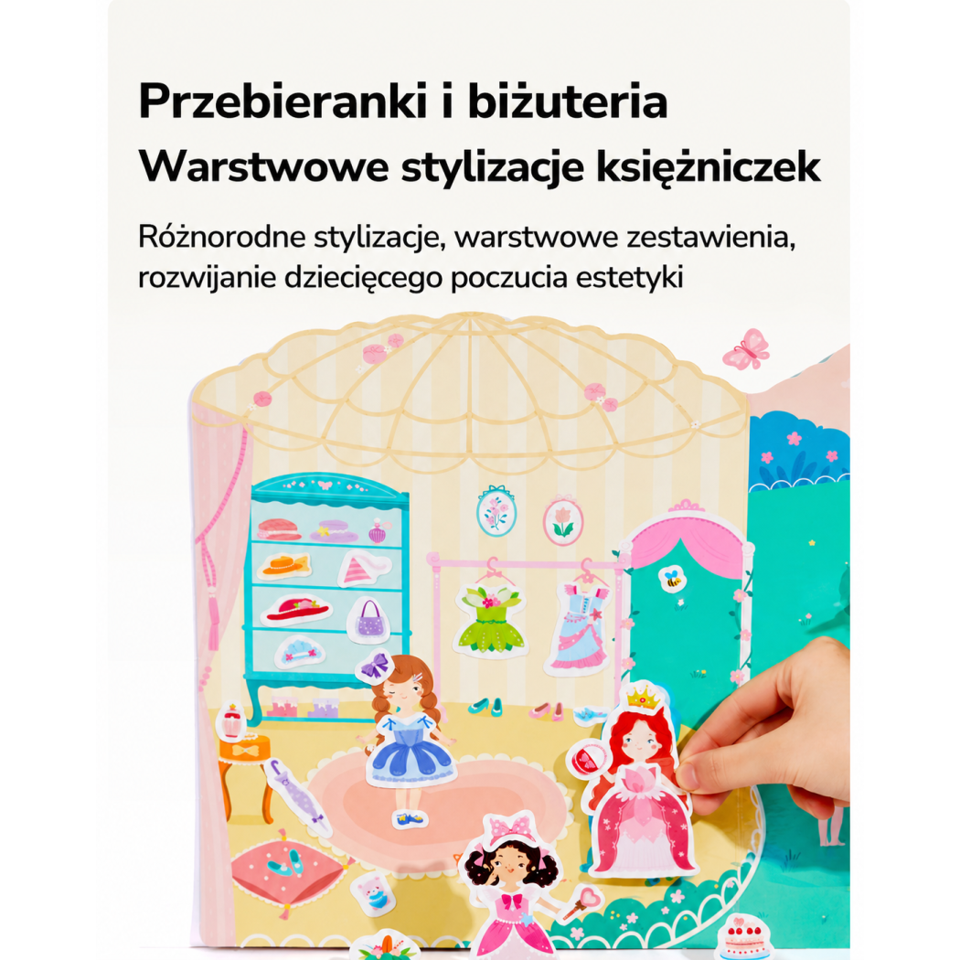 Przebieranie Księżniczek - Zestaw Żelowych Naklejek Wielokrotnego Użytku - Mideer