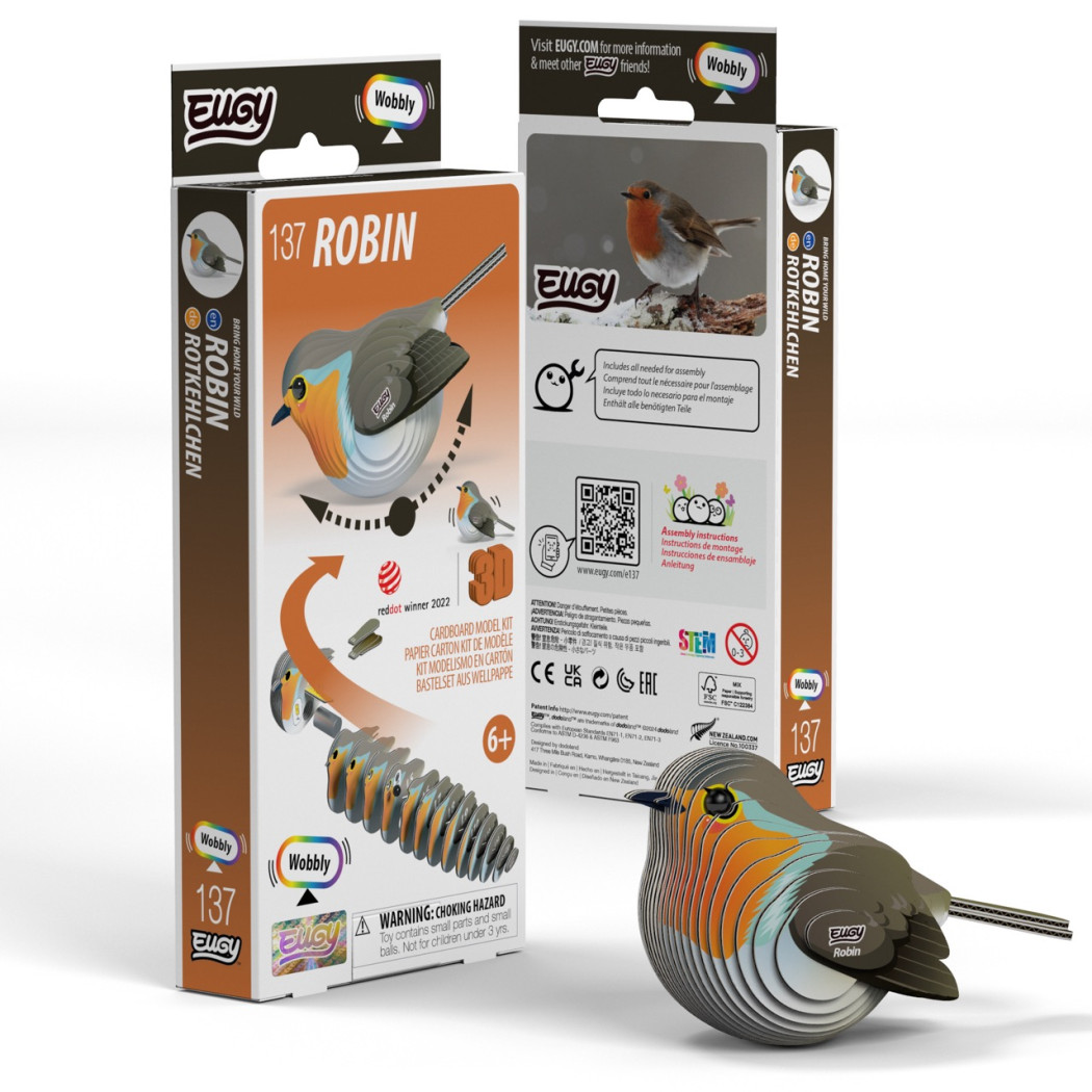 Rudzik - Robin - Eko Układanka 3D - Kołyszący się - Ptaki - Eugy