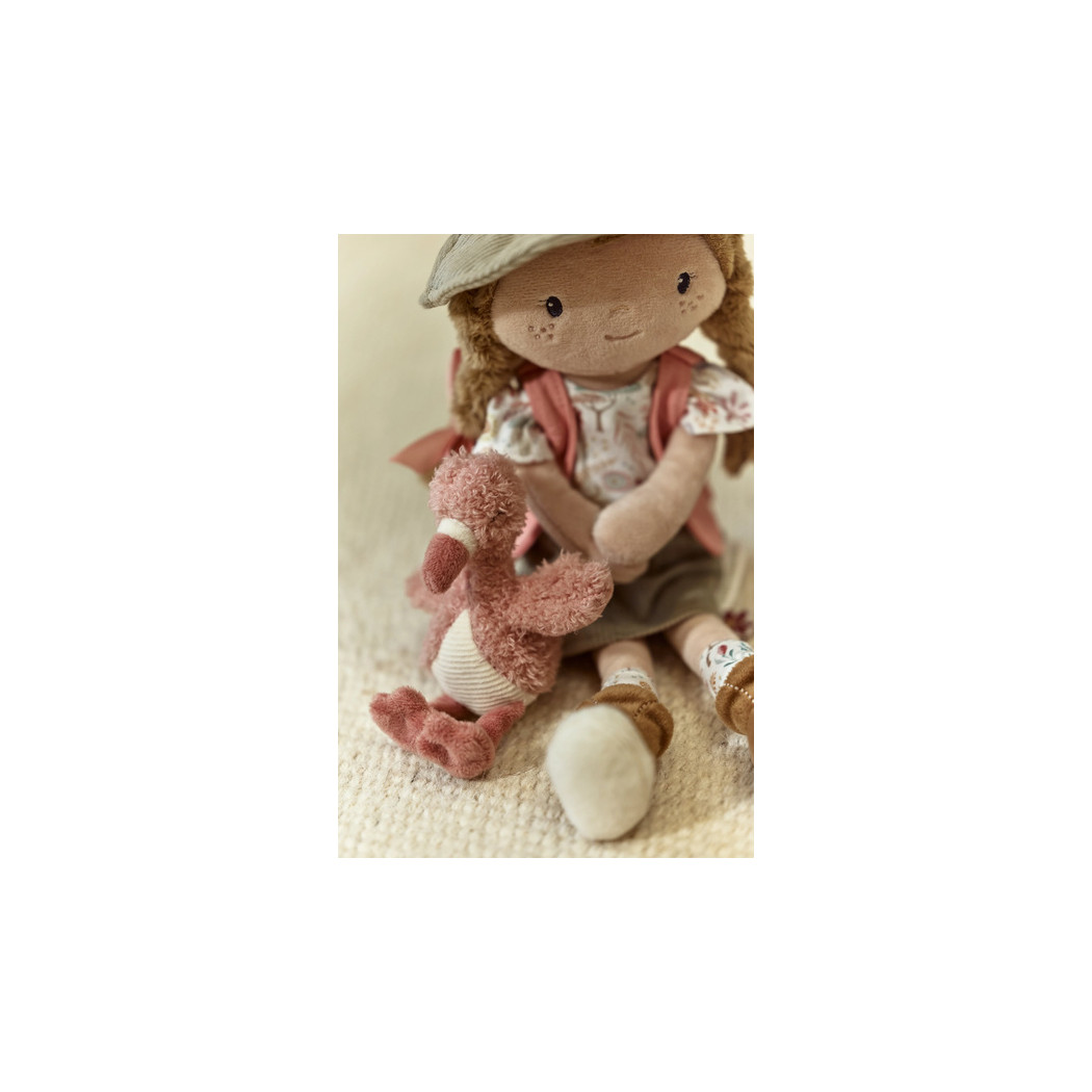 Lalka Rosa z Flamingiem 35 cm - Miękka Pluszowa Laleczka Przytulanka - Safari Friends - Little Dutch