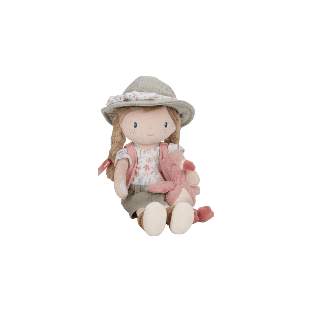 Lalka Rosa z Flamingiem 35 cm - Miękka Pluszowa Laleczka Przytulanka - Safari Friends - Little Dutch