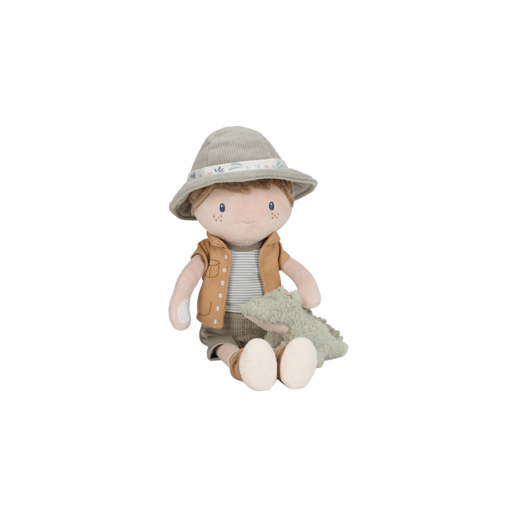 Lalka Jim z Krokodylem 35 cm - Miękka Pluszowa Laleczka Przytulanka - Safari Friends - Little Dutch