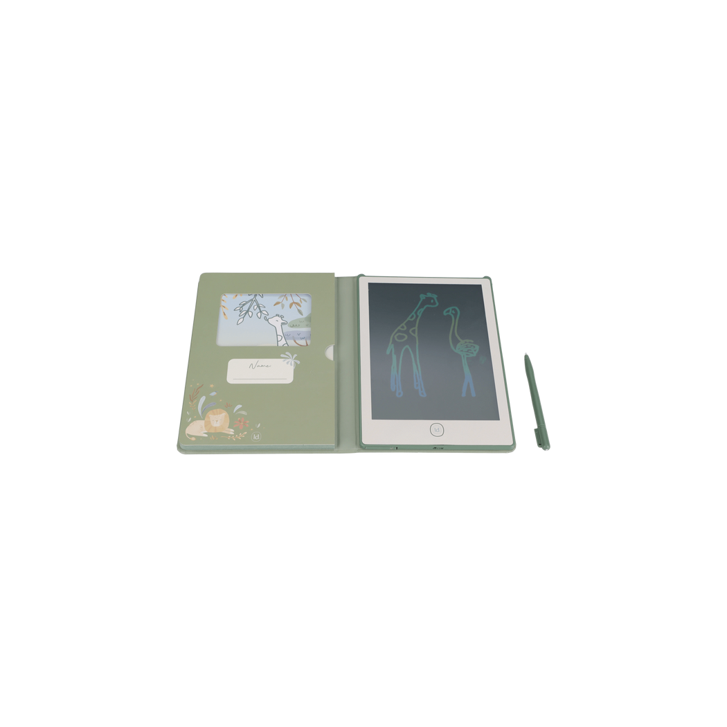 Zielony Tablet Graficzny do Rysowania - 30 kart - Rysunkowy dla Dzieci - Safari Friends - Little Dutch