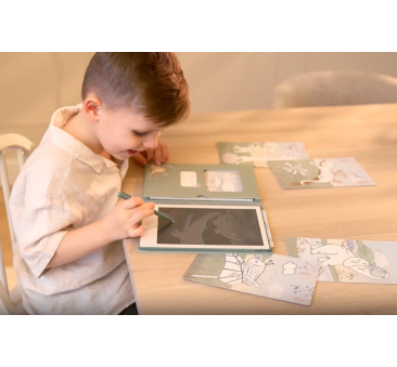 Zielony Tablet Graficzny do Rysowania - 30 kart - Rysunkowy dla Dzieci - Safari Friends - Little Dutch
