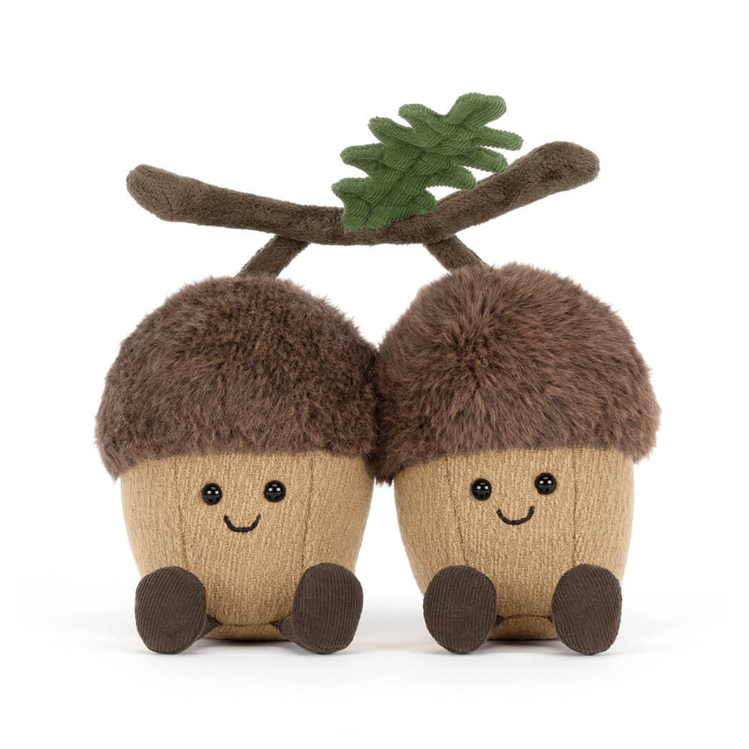 Para Żołędzi Ort & Tum - Wesołe Żołędzie z Liściem - 18 cm - Pluszowa Maskotka - JellyCat