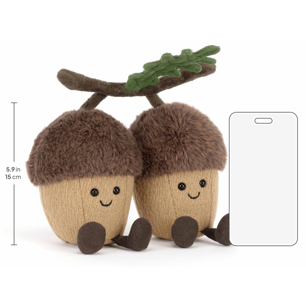 Para Żołędzi Ort & Tum - Wesołe Żołędzie z Liściem - 18 cm - Pluszowa Maskotka - JellyCat