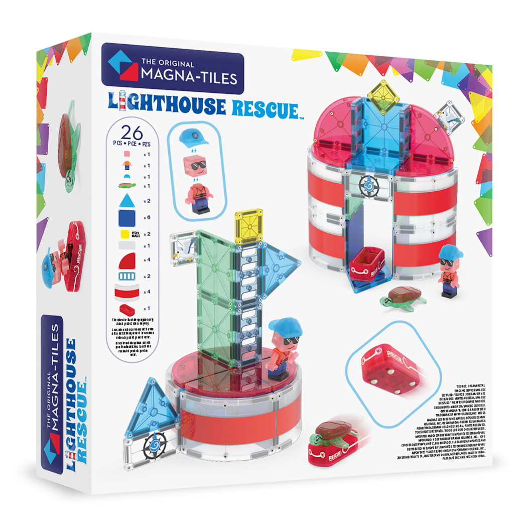 Lighthouse Rescue - Latarnia Morska - Klocki Magnetyczne 26 elementów z Figurką - Magna-Tiles