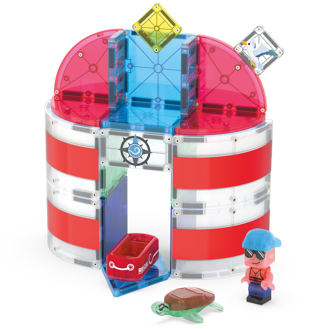 Lighthouse Rescue - Latarnia Morska - Klocki Magnetyczne 26 elementów z Figurką - Magna-Tiles