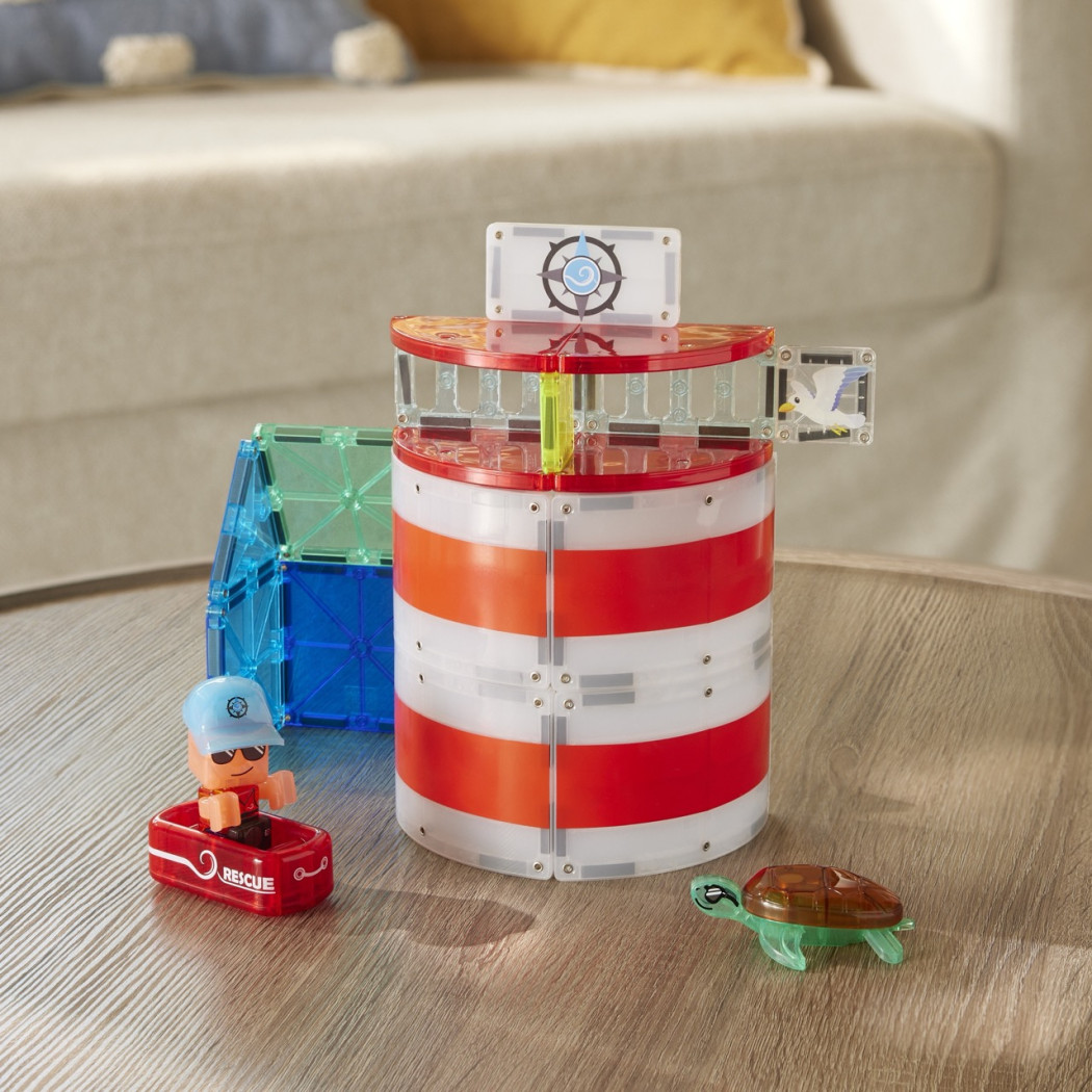 Lighthouse Rescue - Latarnia Morska - Klocki Magnetyczne 26 elementów z Figurką - Magna-Tiles