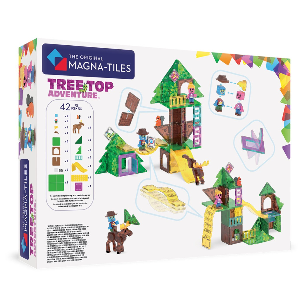 Tree Top Adventure - Domek na Drzewie - Klocki Magnetyczne 42 elementy z Figurkami - Magna-Tiles