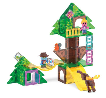 Tree Top Adventure - Domek na Drzewie - Klocki Magnetyczne 42 elementy z Figurkami - Magna-Tiles