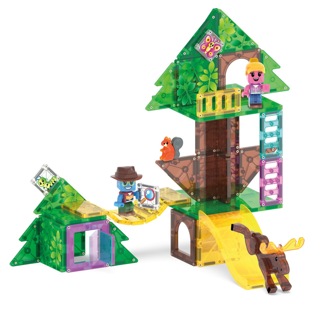 Tree Top Adventure - Domek na Drzewie - Klocki Magnetyczne 42 elementy z Figurkami - Magna-Tiles