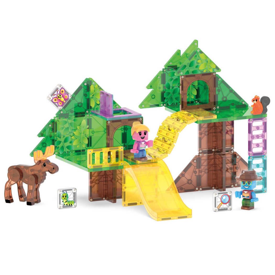 Tree Top Adventure - Domek na Drzewie - Klocki Magnetyczne 42 elementy z Figurkami - Magna-Tiles