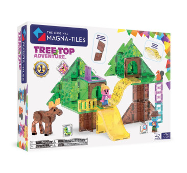 Tree Top Adventure - Domek na Drzewie - Klocki Magnetyczne 42 elementy z Figurkami - Magna-Tiles