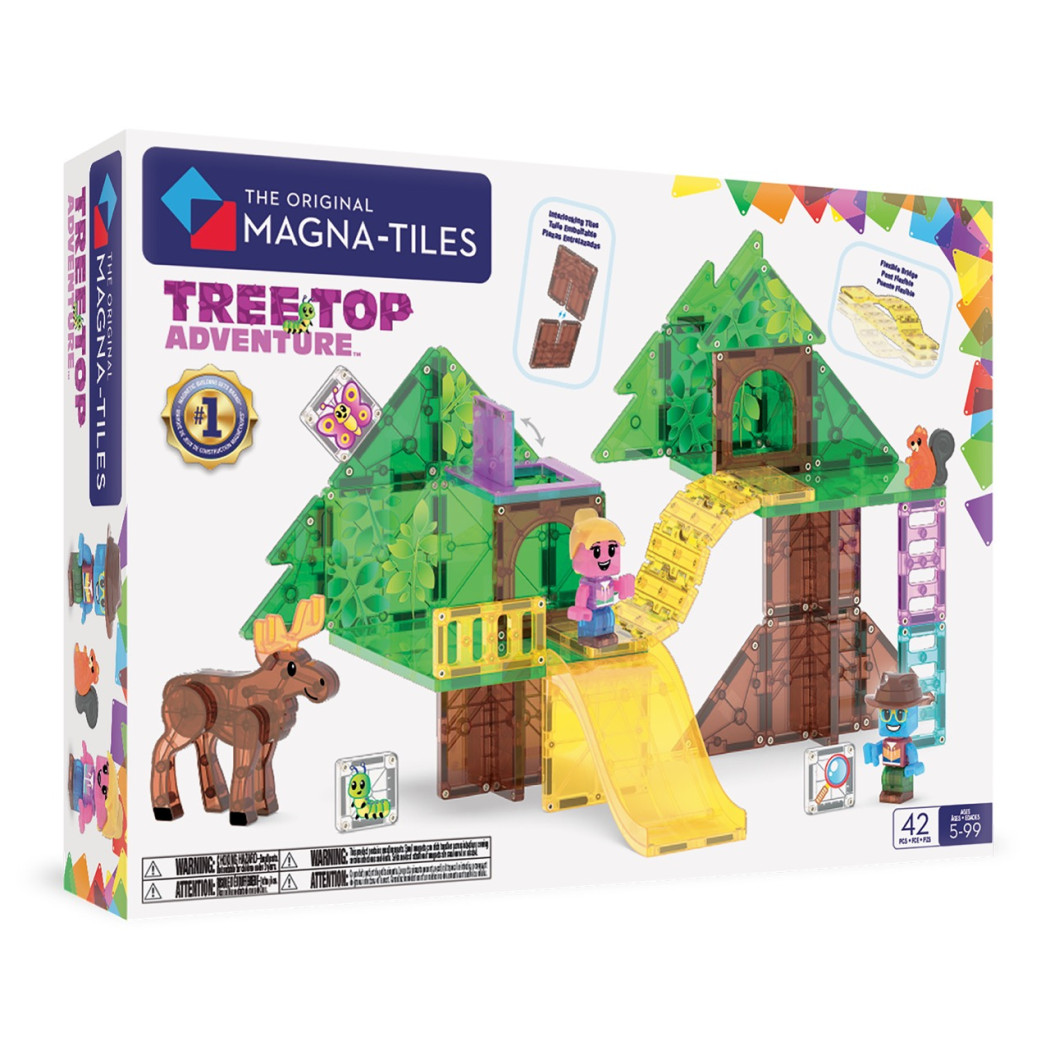Tree Top Adventure - Domek na Drzewie - Klocki Magnetyczne 42 elementy z Figurkami - Magna-Tiles