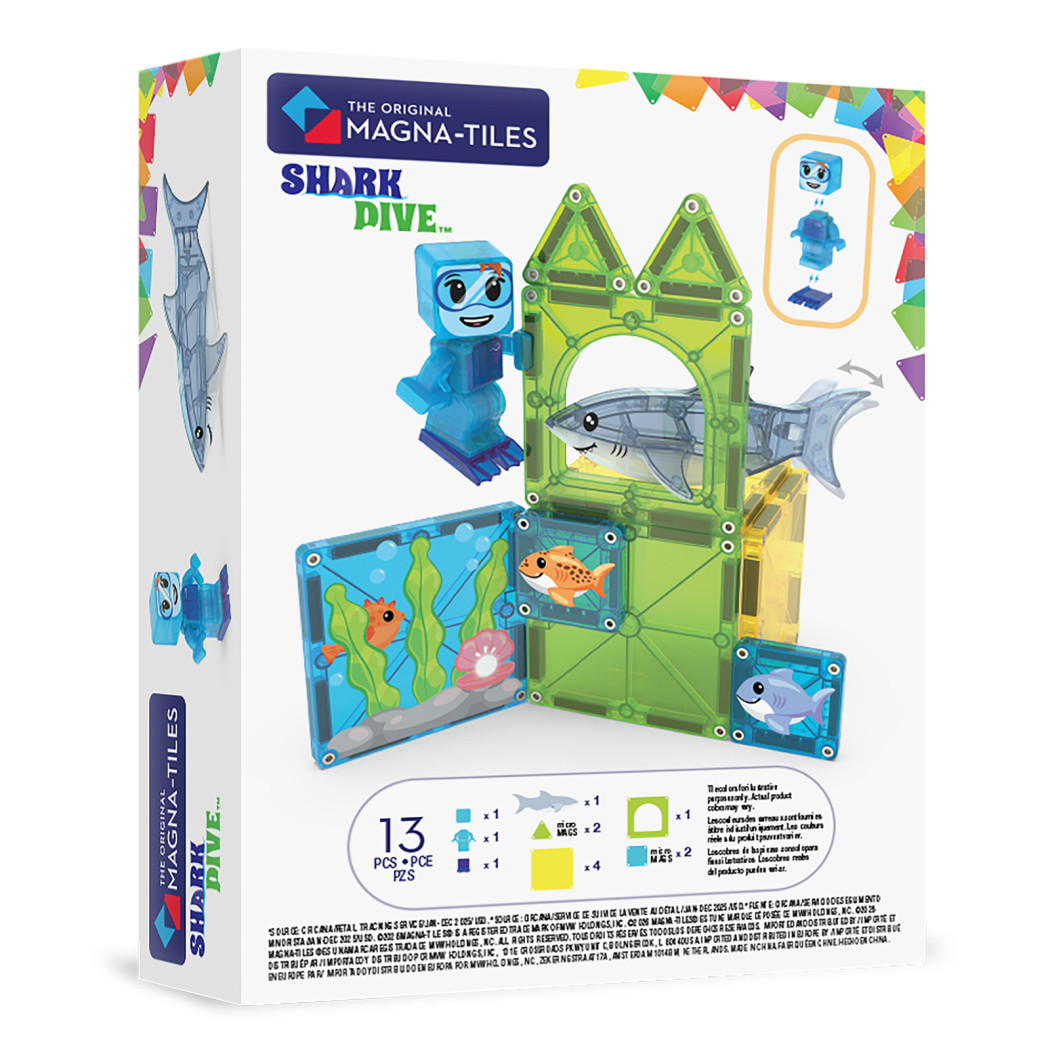 Shark Dive - Nurkowanie z Rekinem - Klocki Magnetyczne 13 elementów z Figurką - Magna-Tiles
