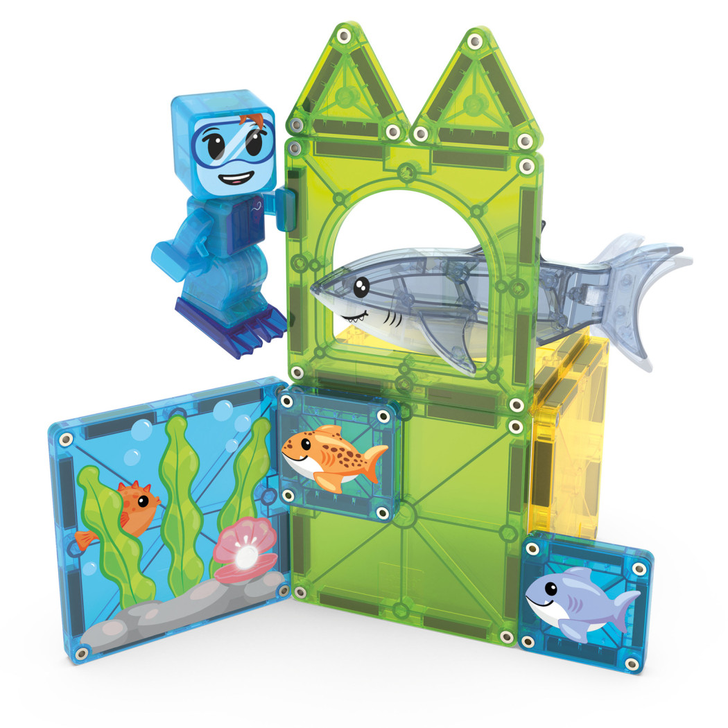 Shark Dive - Nurkowanie z Rekinem - Klocki Magnetyczne 13 elementów z Figurką - Magna-Tiles