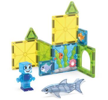 Shark Dive - Nurkowanie z Rekinem - Klocki Magnetyczne 13 elementów z Figurką - Magna-Tiles