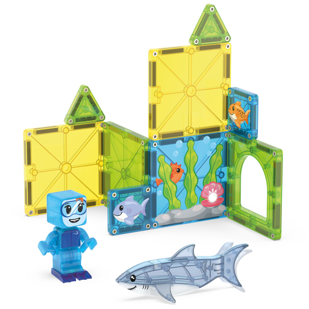 Shark Dive - Nurkowanie z Rekinem - Klocki Magnetyczne 13 elementów z Figurką - Magna-Tiles