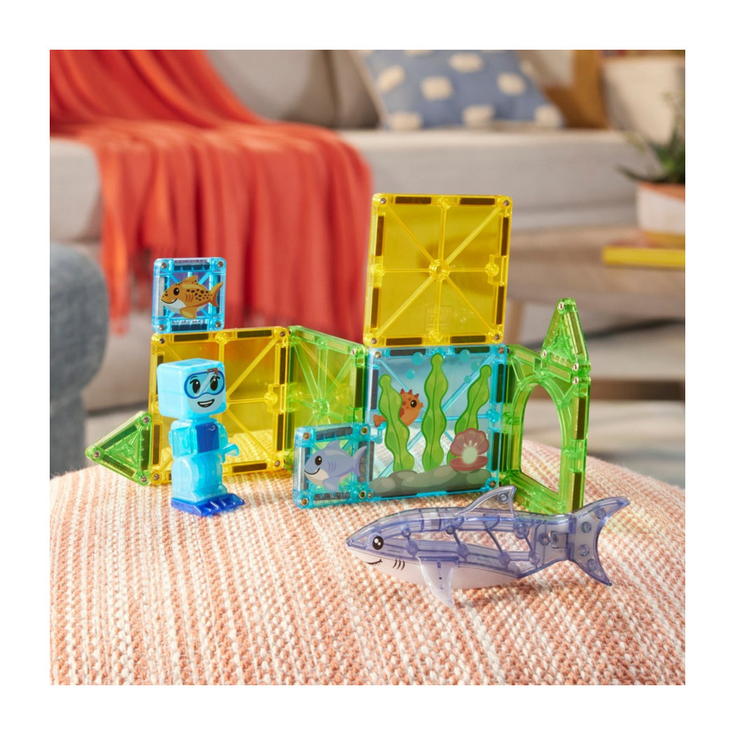 Shark Dive - Nurkowanie z Rekinem - Klocki Magnetyczne 13 elementów z Figurką - Magna-Tiles