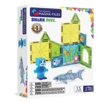 Shark Dive - Nurkowanie z Rekinem - Klocki Magnetyczne 13 elementów z Figurką - Magna-Tiles