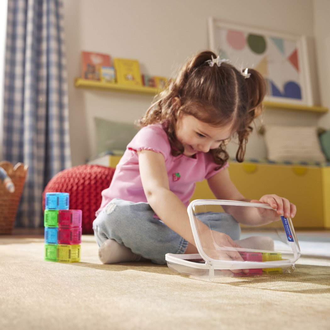 microMAGS Cubes - Kostki - 9 elementów - Podróżne Klocki Magnetyczne - Travel Set - Magna-Tiles