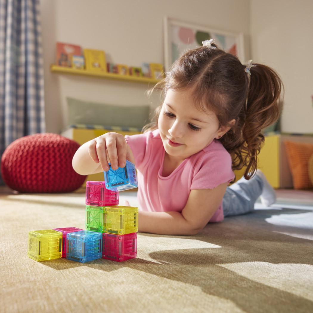 microMAGS Cubes - Kostki - 9 elementów - Podróżne Klocki Magnetyczne - Travel Set - Magna-Tiles