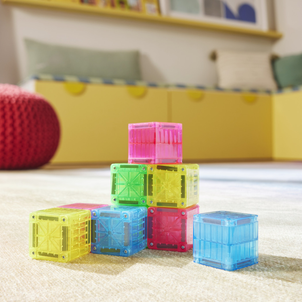 microMAGS Cubes - Kostki - 9 elementów - Podróżne Klocki Magnetyczne - Travel Set - Magna-Tiles