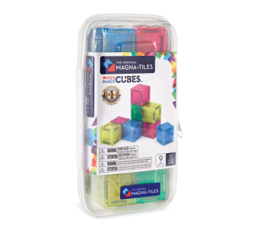 microMAGS Cubes - Kostki - 9 elementów - Podróżne Klocki Magnetyczne - Travel Set - Magna-Tiles