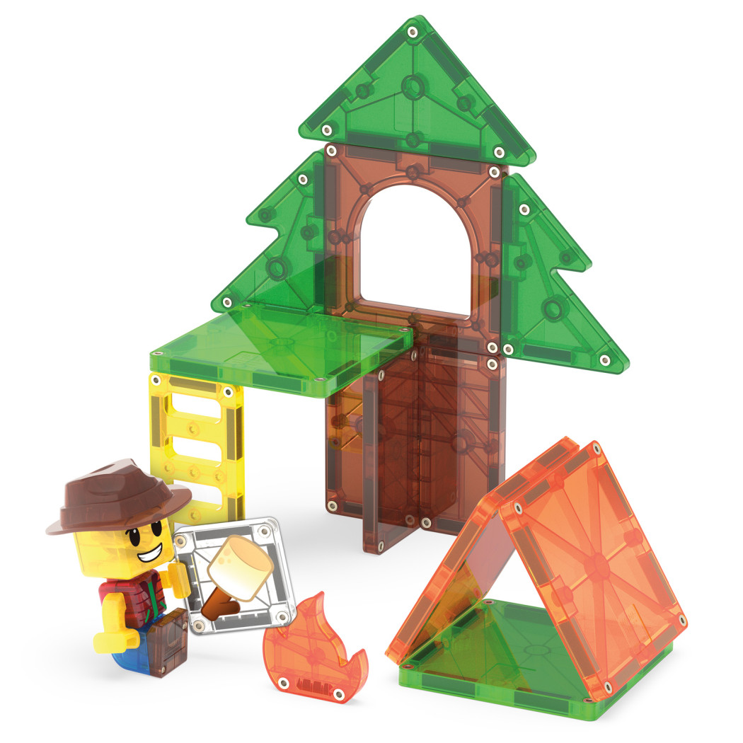 Camp Out - Biwak w Lesie - Klocki Magnetyczne 16 elementów z Figurką - Magna-Tiles