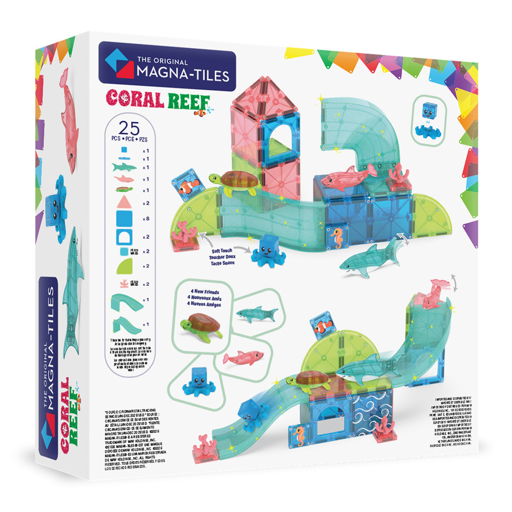 Coral Reef - Klocki Magnetyczne z Figurkami Morskich Zwierząt - 25 elementów - Magna-Tiles